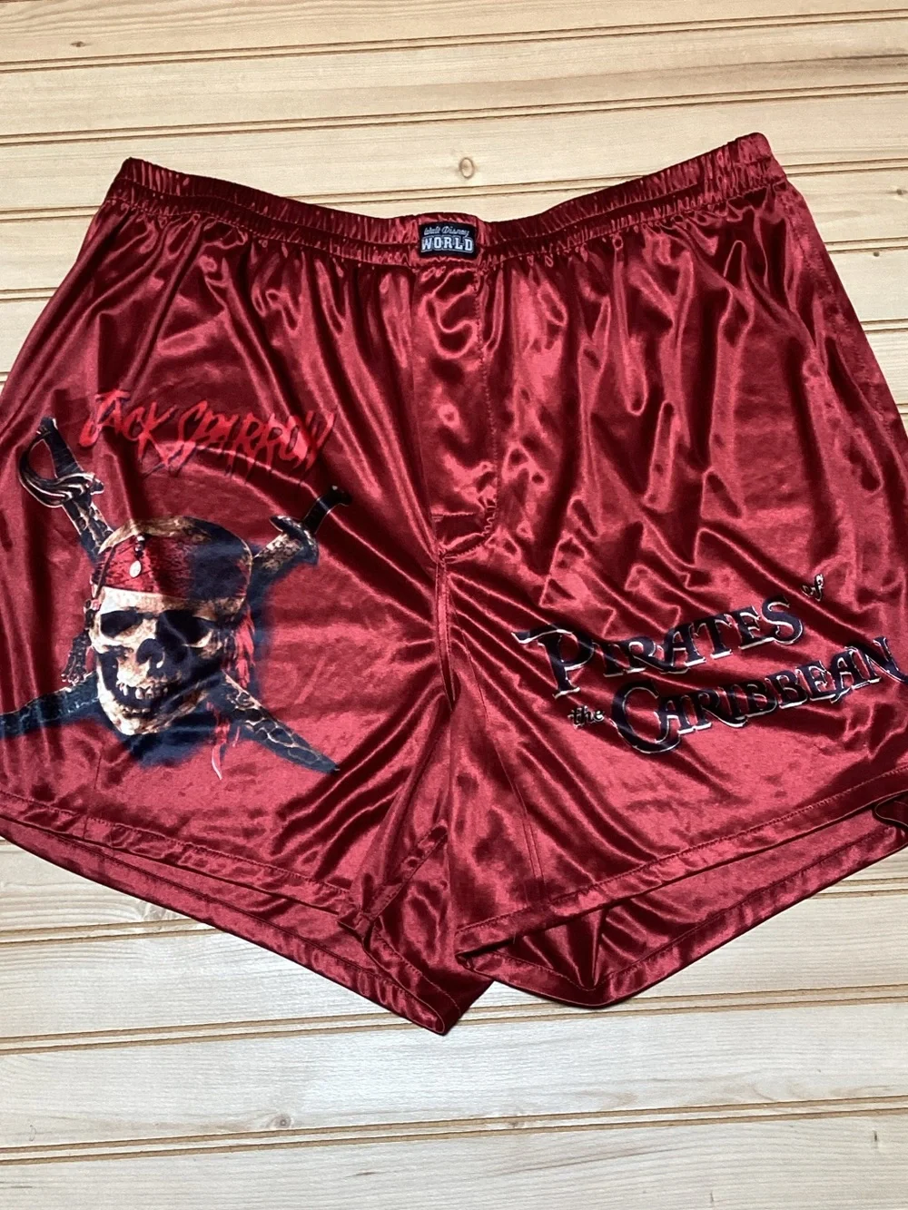 Disney Pirates of the Caribbean Jack Sparrow Men's Burgundy Satin Boxer Shorts
